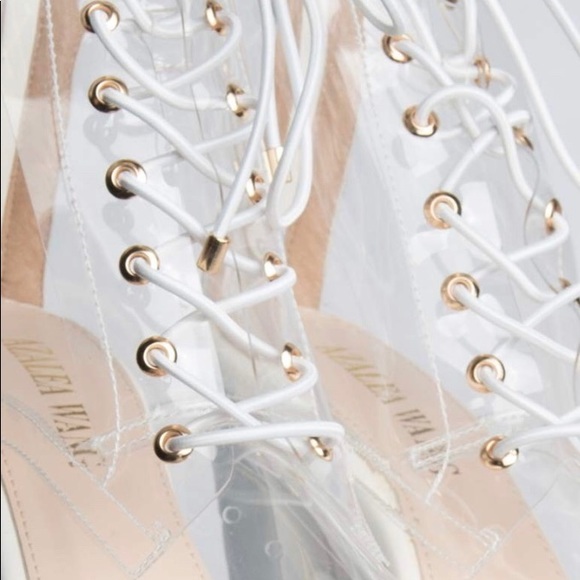 AZAELA WANG CLEAR PVC PLATFORM BOOTIE HEELS